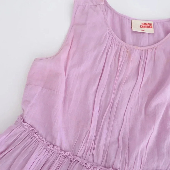 Anthropologie Samant Chauhan Lola Tiered Tunic Liliac 100% Cotton Midi Dress XS - Picture 10 of 11